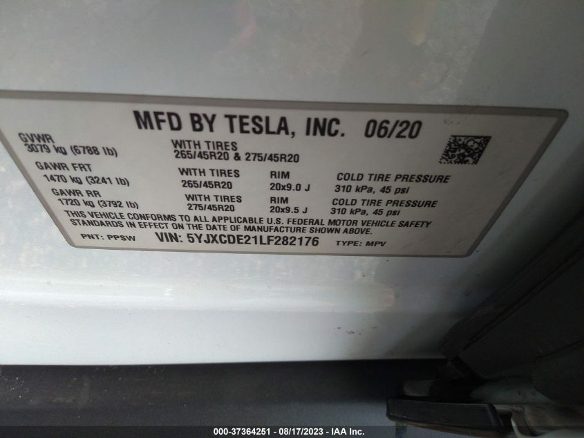 Photo 8 VIN: 5YJXCDE21LF282176 - TESLA MODEL X 