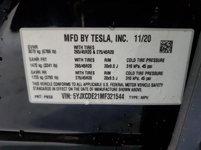 Photo 12 VIN: 5YJXCDE21MF321544 - TESLA MODEL X 