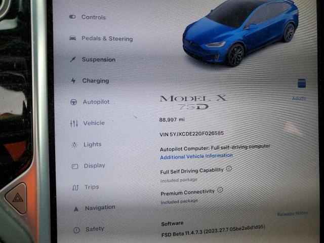 Photo 8 VIN: 5YJXCDE22GF026585 - TESLA MODEL X 