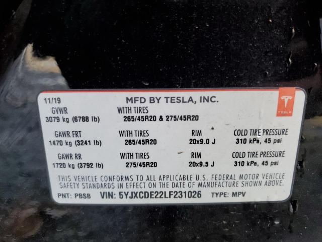 Photo 9 VIN: 5YJXCDE22LF231026 - TESLA MODEL X 