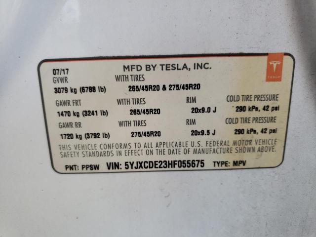 Photo 9 VIN: 5YJXCDE23HF055675 - TESLA MODEL X 