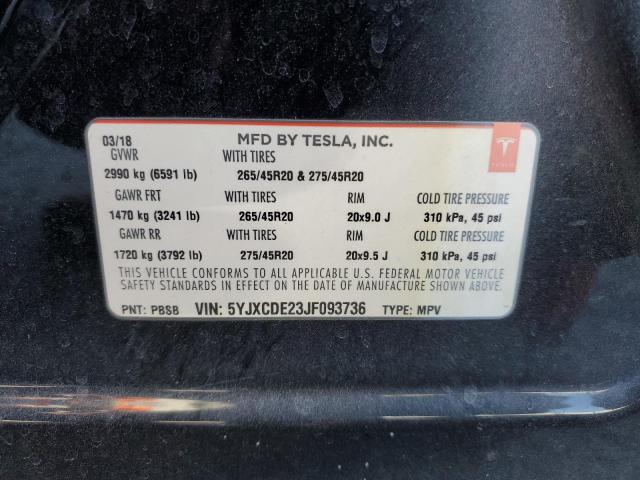 Photo 12 VIN: 5YJXCDE23JF093736 - TESLA MODEL X 