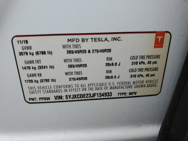 Photo 12 VIN: 5YJXCDE23JF134933 - TESLA MODEL X 