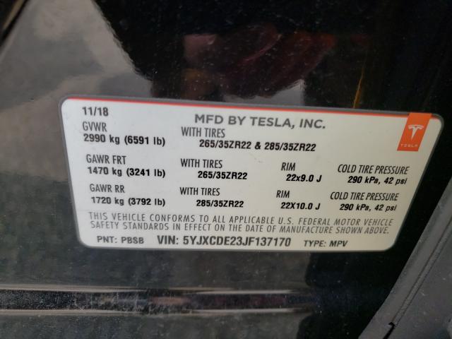 Photo 9 VIN: 5YJXCDE23JF137170 - TESLA MODEL X 