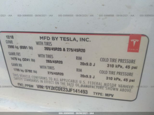 Photo 8 VIN: 5YJXCDE23JF141493 - TESLA MODEL X 