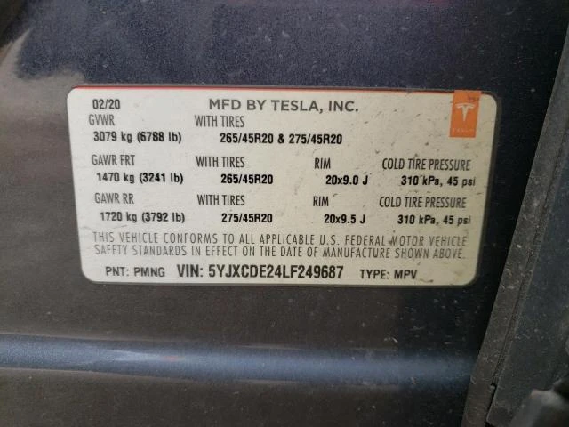 Photo 12 VIN: 5YJXCDE24LF249687 - TESLA MODEL X 