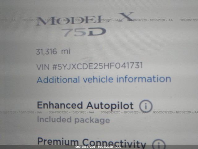 Photo 6 VIN: 5YJXCDE25HF041731 - TESLA MODEL X 