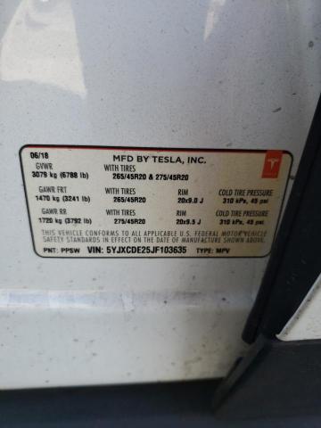 Photo 12 VIN: 5YJXCDE25JF103635 - TESLA MODEL X 