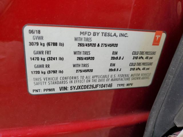 Photo 11 VIN: 5YJXCDE26JF104146 - TESLA MODEL X 