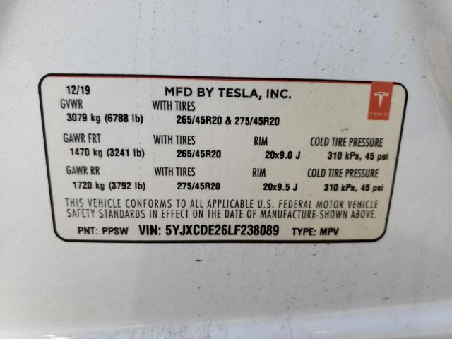 Photo 9 VIN: 5YJXCDE26LF238089 - TESLA MODEL X 