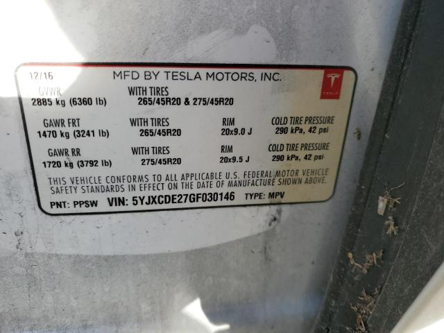 Photo 12 VIN: 5YJXCDE27GF030146 - TESLA MODEL X 