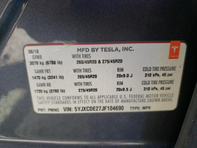 Photo 12 VIN: 5YJXCDE27JF104690 - TESLA MODEL X 