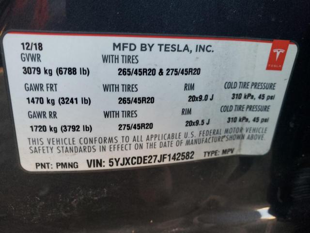 Photo 9 VIN: 5YJXCDE27JF142582 - TESLA MODEL X 