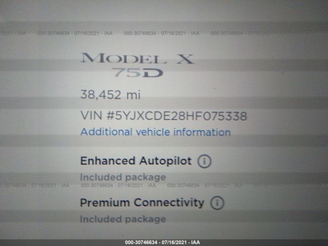 Photo 6 VIN: 5YJXCDE28HF075338 - TESLA MODEL X 