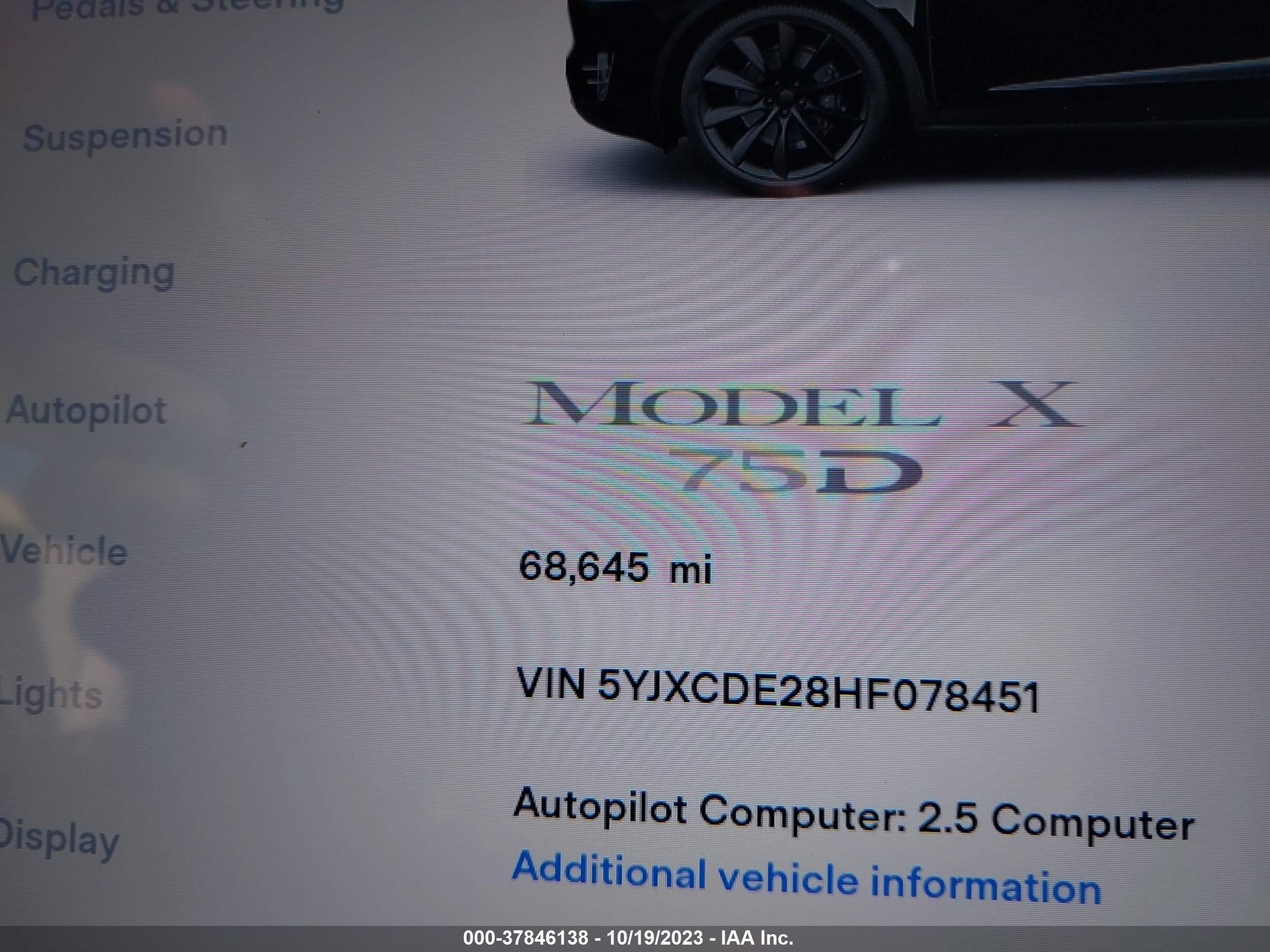 Photo 12 VIN: 5YJXCDE28HF078451 - TESLA MODEL X 