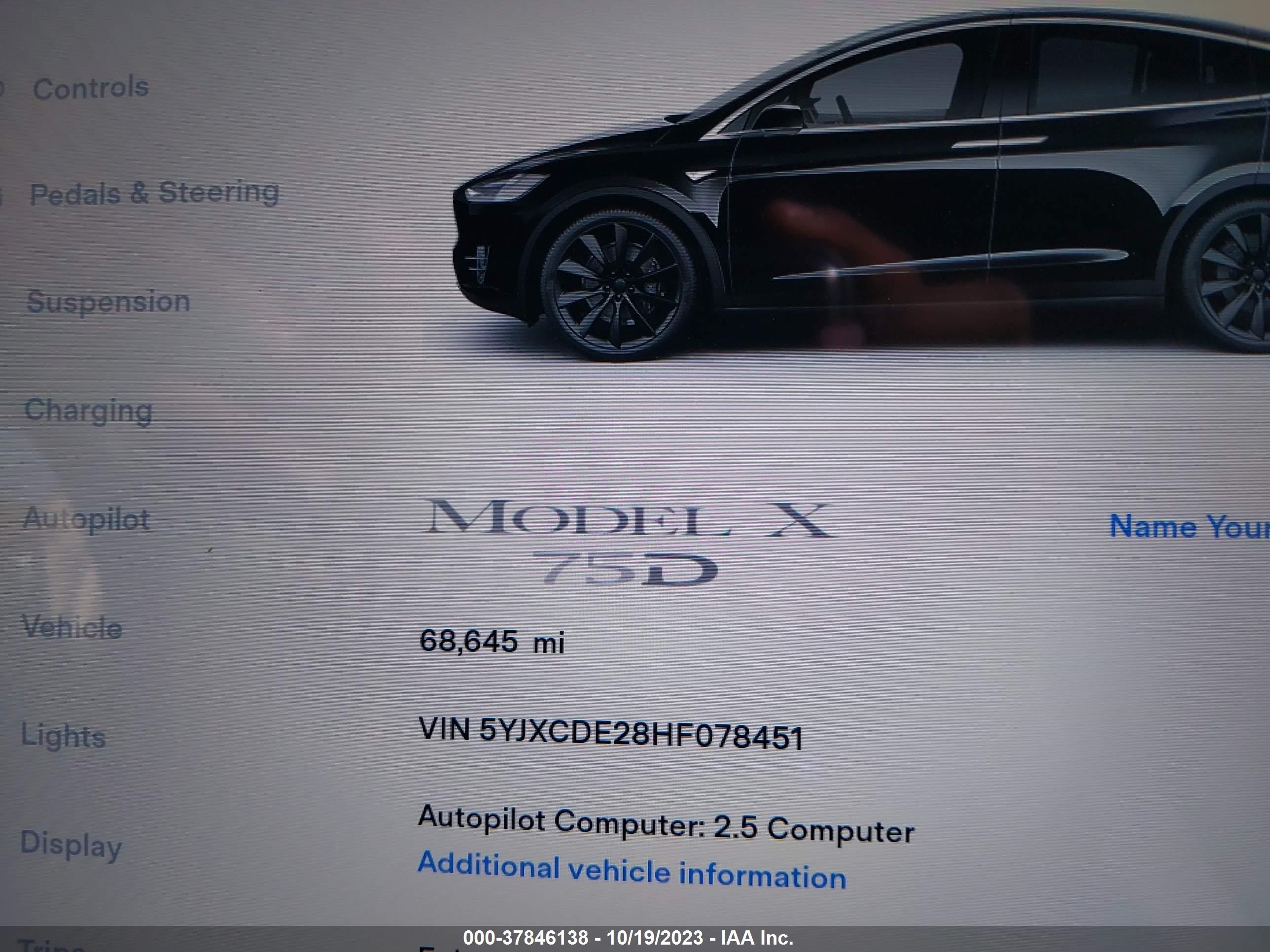 Photo 6 VIN: 5YJXCDE28HF078451 - TESLA MODEL X 