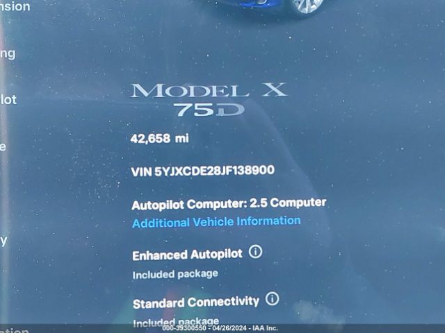 Photo 8 VIN: 5YJXCDE28JF138900 - TESLA MODEL X 