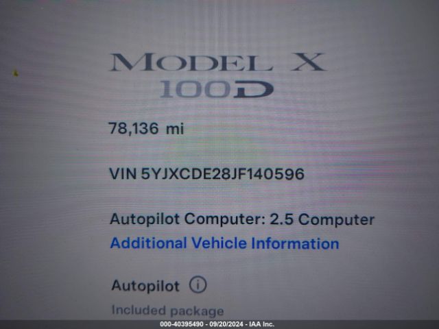 Photo 8 VIN: 5YJXCDE28JF140596 - TESLA MODEL X 