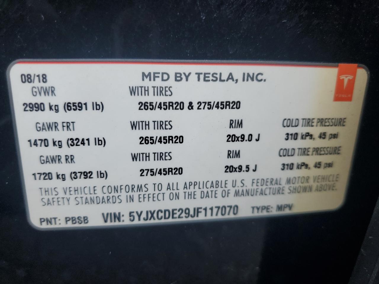 Photo 11 VIN: 5YJXCDE29JF117070 - TESLA MODEL X 