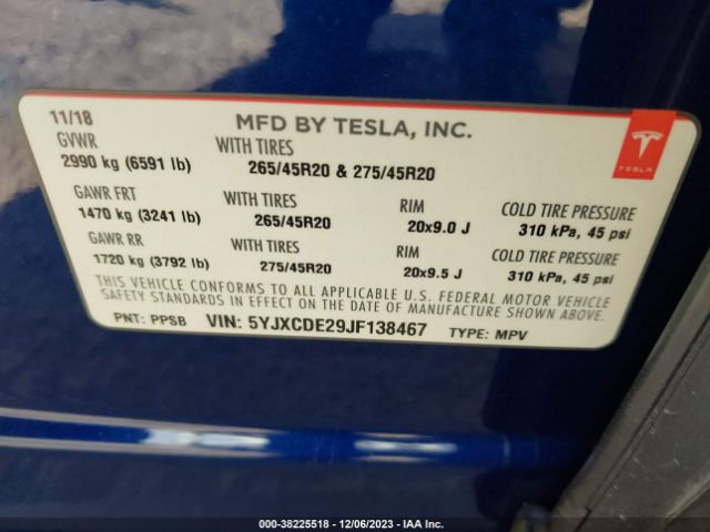 Photo 8 VIN: 5YJXCDE29JF138467 - TESLA MODEL X 