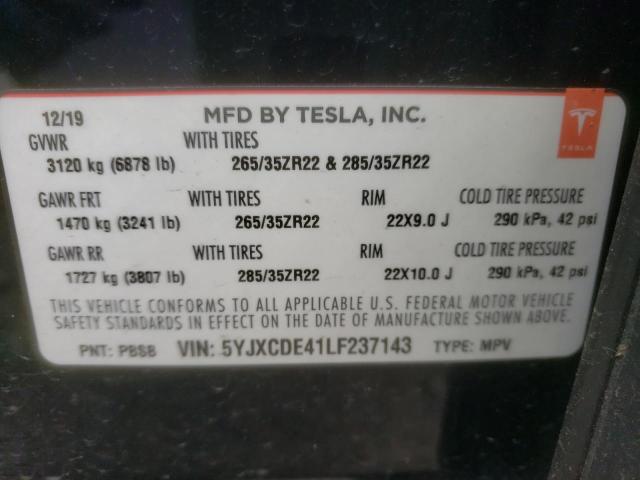 Photo 12 VIN: 5YJXCDE41LF237143 - TESLA MODEL X 