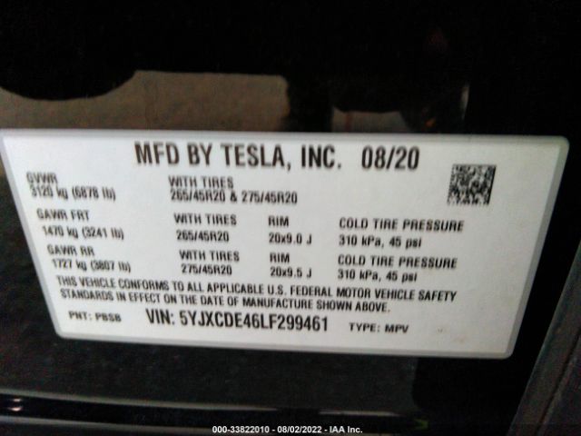 Photo 8 VIN: 5YJXCDE46LF299461 - TESLA MODEL X 