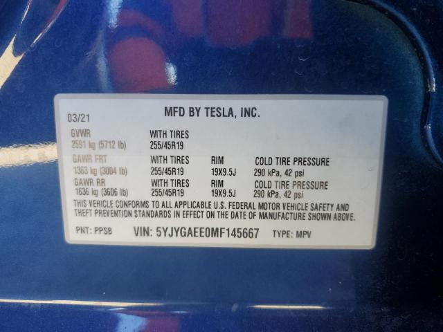 Photo 13 VIN: 5YJYGAEE0MF145667 - TESLA MODEL Y 