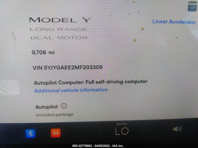 Photo 6 VIN: 5YJYGAEE2MF203309 - TESLA MODEL Y 