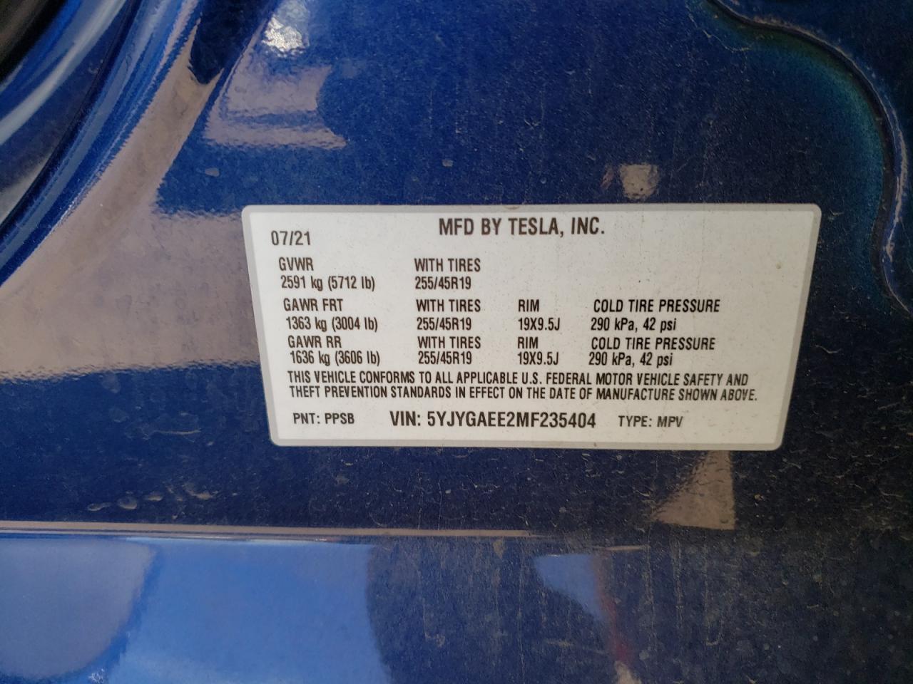 Photo 11 VIN: 5YJYGAEE2MF235404 - TESLA MODEL Y 