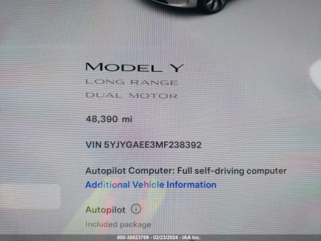 Photo 6 VIN: 5YJYGAEE3MF238392 - TESLA MODEL Y 