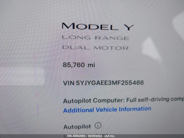 Photo 6 VIN: 5YJYGAEE3MF255466 - TESLA MODEL Y 