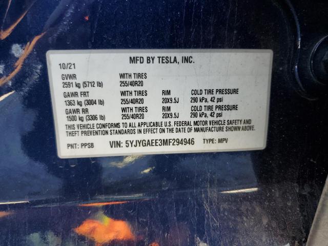 Photo 11 VIN: 5YJYGAEE3MF294946 - TESLA MODEL Y 