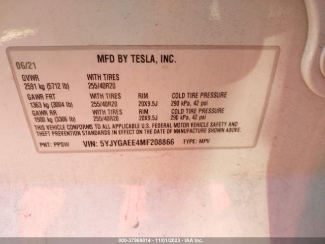 Photo 8 VIN: 5YJYGAEE4MF208866 - TESLA MODEL Y 