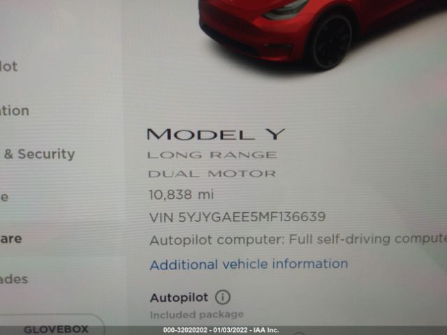 Photo 6 VIN: 5YJYGAEE5MF136639 - TESLA MODEL Y 