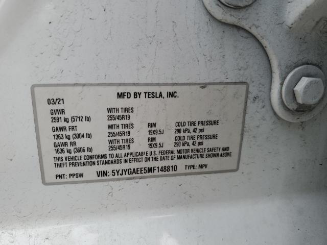 Photo 12 VIN: 5YJYGAEE5MF148810 - TESLA MODEL Y 