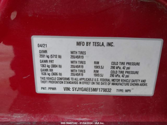 Photo 8 VIN: 5YJYGAEE5MF179832 - TESLA MODEL Y 