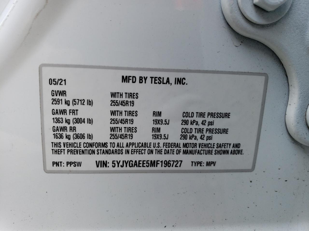 Photo 12 VIN: 5YJYGAEE5MF196727 - TESLA MODEL Y 