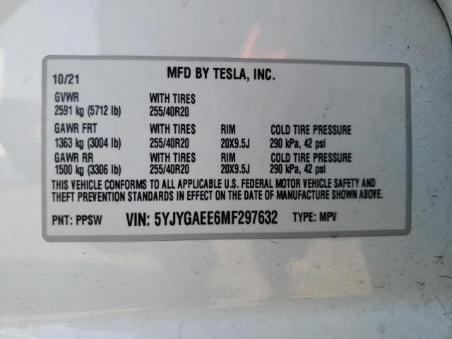 Photo 11 VIN: 5YJYGAEE6MF297632 - TESLA MODEL Y 