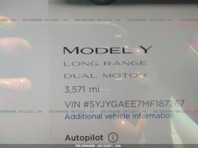 Photo 6 VIN: 5YJYGAEE7MF187267 - TESLA MODEL Y 