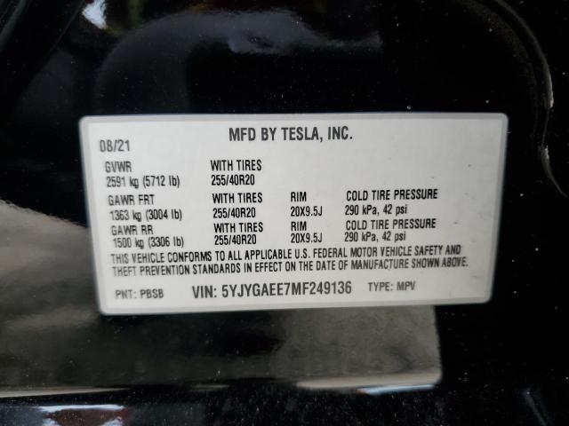 Photo 11 VIN: 5YJYGAEE7MF249136 - TESLA MODEL Y 