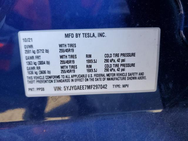 Photo 12 VIN: 5YJYGAEE7MF297042 - TESLA MODEL Y 