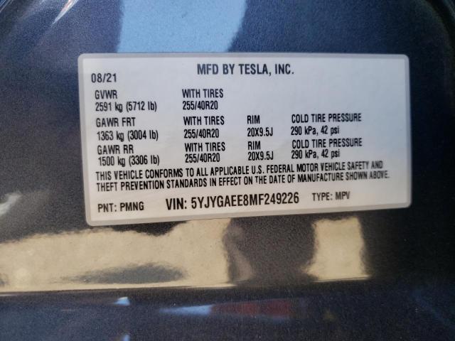 Photo 11 VIN: 5YJYGAEE8MF249226 - TESLA MODEL Y 