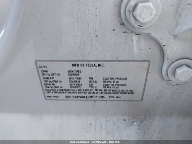 Photo 8 VIN: 5YJYGAEE9MF113235 - TESLA MODEL Y 