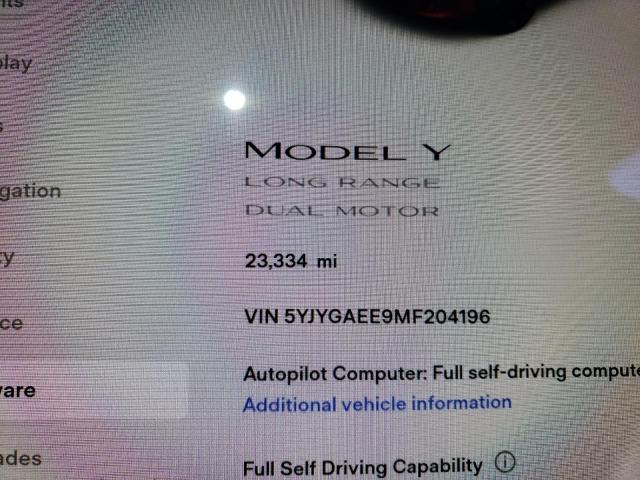 Photo 7 VIN: 5YJYGAEE9MF204196 - TESLA MODEL Y 