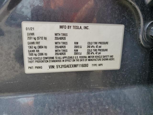 Photo 11 VIN: 5YJYGAEEXMF116080 - TESLA MODEL Y 