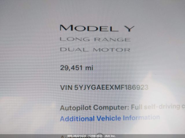 Photo 6 VIN: 5YJYGAEEXMF186923 - TESLA MODEL Y 