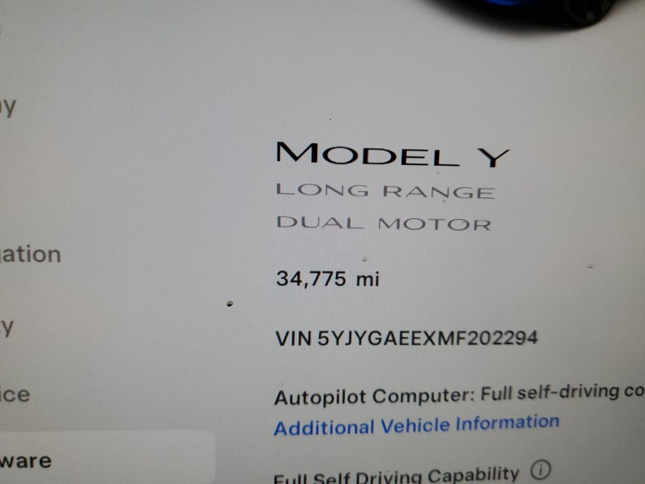 Photo 8 VIN: 5YJYGAEEXMF202294 - TESLA MODEL Y 