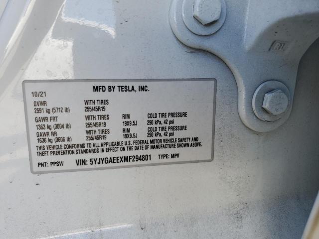 Photo 13 VIN: 5YJYGAEEXMF294801 - TESLA MODEL Y 