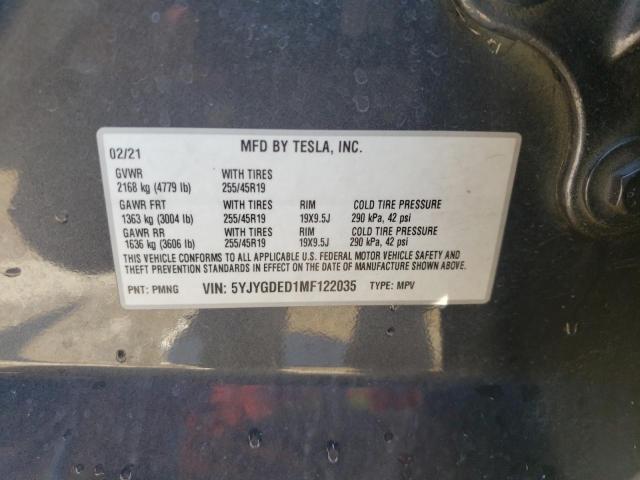 Photo 11 VIN: 5YJYGDED1MF122035 - TESLA MODEL Y 