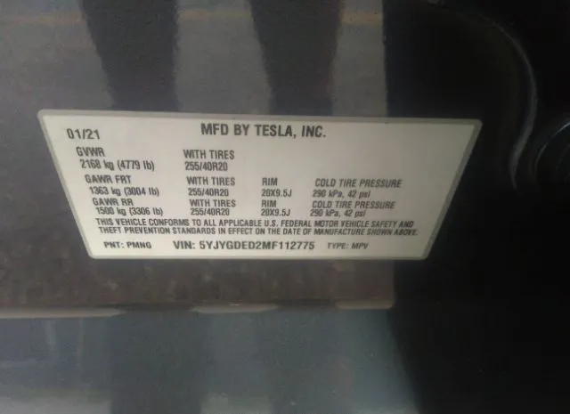 Photo 8 VIN: 5YJYGDED2MF112775 - TESLA MODEL Y 